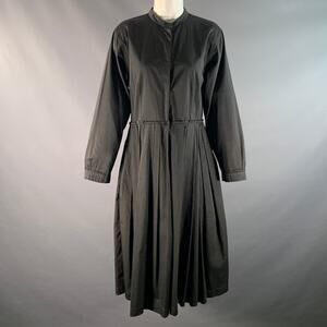 SOFIE D'HOORE Size L Black Cotton Pleated Snaps Midi Dress